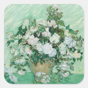 Vincent van Gogh - Rosen Quadratischer Aufkleber
