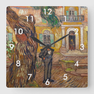Vincent Van Gogh - Saint-Paul Asylum in Saint-Remy Quadratische Wanduhr