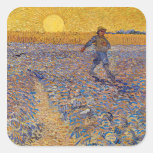 Vincent van Gogh - Sämann bei untergehender Sonne Quadratischer Aufkleber