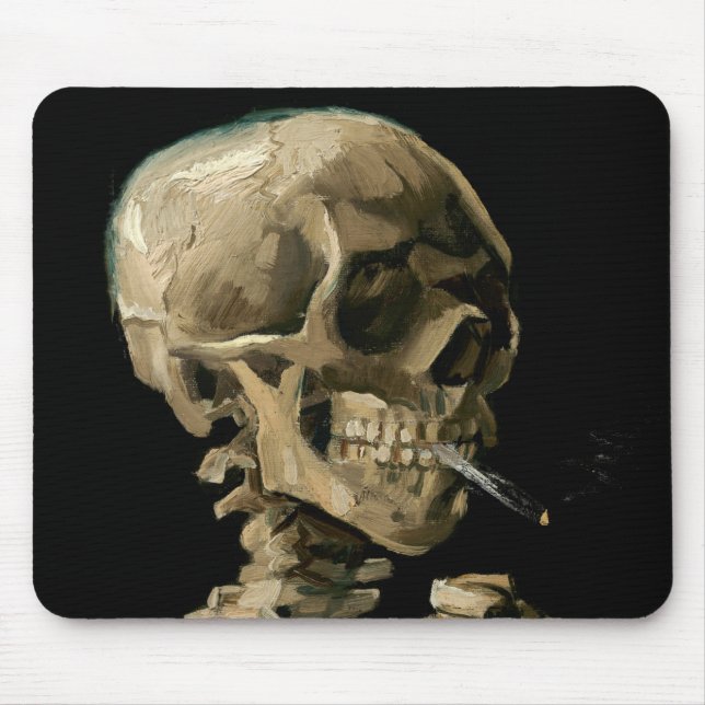 Vincent van Gogh - Schädel mit brennender Zigarett Mousepad (Vorne)