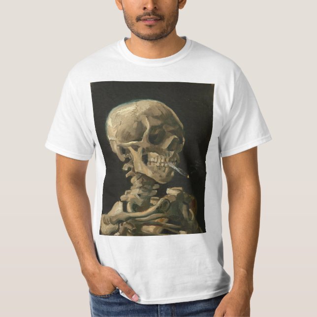 Vincent Van Gogh - Schädel mit brennender Zigarett T-Shirt (Vorderseite)