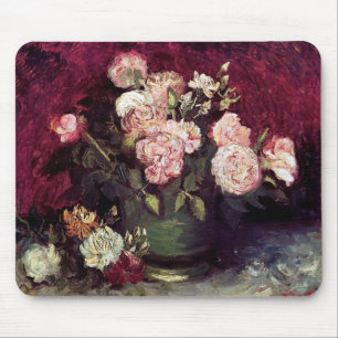 Vincent Van Gogh - Schale mit Päonien und Rosen Mousepad