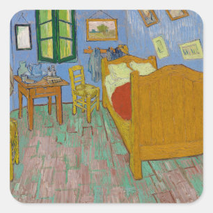 Vincent Van Gogh Schlafzimmer Gemälde Quadratischer Aufkleber