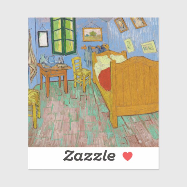 Vincent Van Gogh. Schlafzimmer. Impressionismus Vi Aufkleber (Blatt)