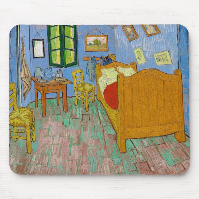 Vincent Van Gogh Schlafzimmer. Impressionistischer Mousepad (Vorne)