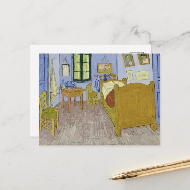 Vincent Van Gogh, Schlafzimmer in Arles, 3. Versio Postkarte (Vorderseite/Rückseite Beispiel)