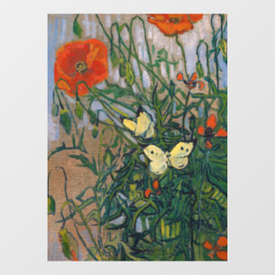 Vincent van Gogh - Schmetterlinge und Mohn Fensteraufkleber