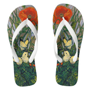 Vincent van Gogh - Schmetterlinge und Mohn Flip Flops