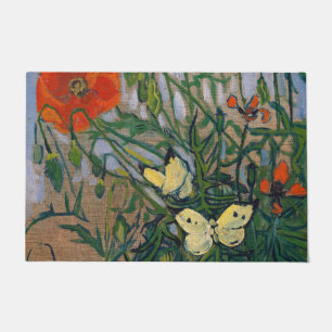 Vincent van Gogh - Schmetterlinge und Mohn Fußmatte