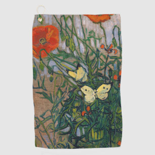 Vincent van Gogh - Schmetterlinge und Mohn Golfhandtuch