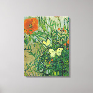 Vincent Van Gogh - Schmetterlinge und Mohn Leinwanddruck
