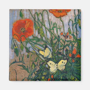 Vincent van Gogh - Schmetterlinge und Mohn Magnet