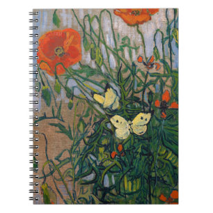 Vincent van Gogh - Schmetterlinge und Mohn Notizblock