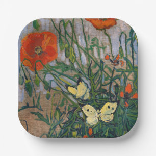 Vincent van Gogh - Schmetterlinge und Mohn Pappteller