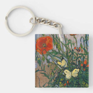 Vincent van Gogh - Schmetterlinge und Mohn Schlüsselanhänger