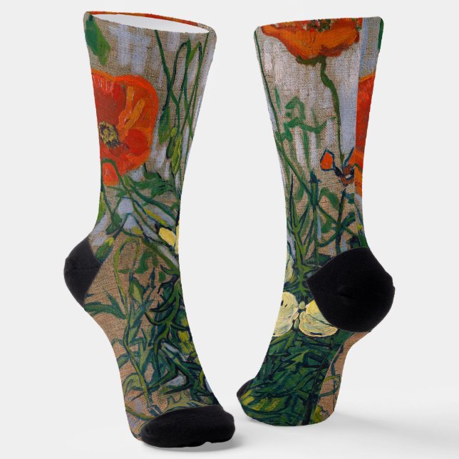 Vincent van Gogh - Schmetterlinge und Pfoten Socken (Gewinkelt)