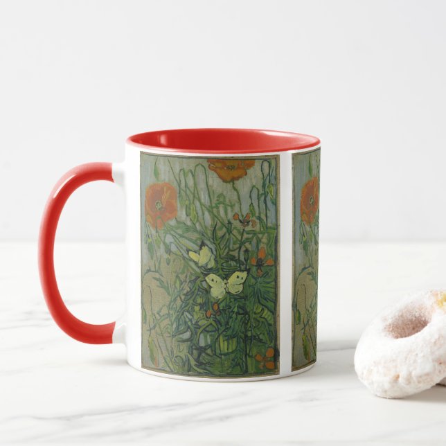 Vincent van Gogh - Schmetterlinge und Pfoten Tasse (Mit Donut)