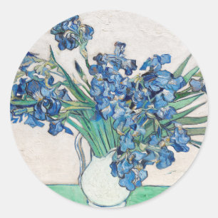 Vincent Van Gogh. Schwertlilien. Floraler Impressi Runder Aufkleber