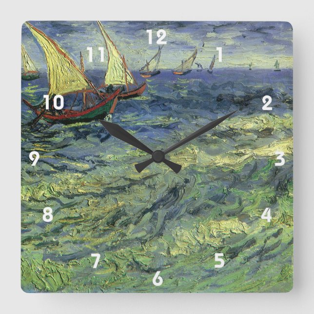 Vincent van Gogh - Seascape bei Saintes Maries Quadratische Wanduhr (Vorderseite)
