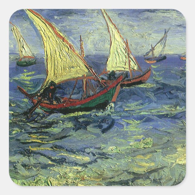 Vincent van Gogh - Seascape bei Saintes Maries Quadratischer Aufkleber (Vorderseite)