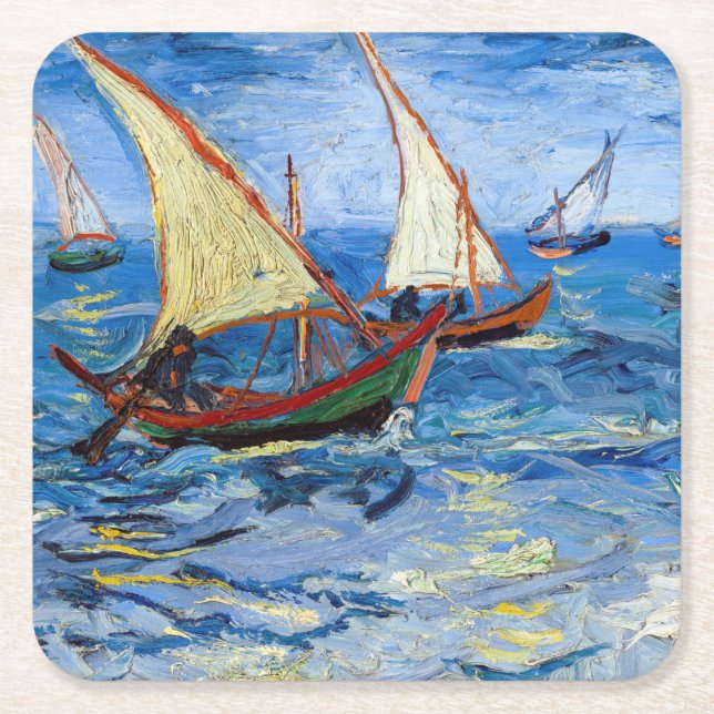 Vincent van Gogh - Seascape bei Saintes-Maries Rechteckiger Pappuntersetzer (Vorderseite)