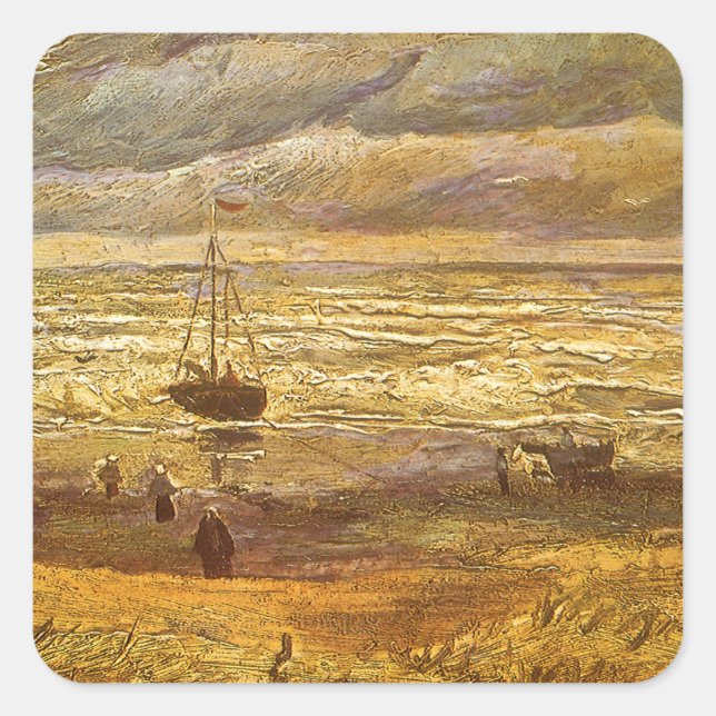 Vincent van Gogh - See in Scheveningen Quadratischer Aufkleber (Vorderseite)