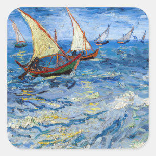 Vincent van Gogh - Seelandschaft bei Saintes-Marie Quadratischer Aufkleber