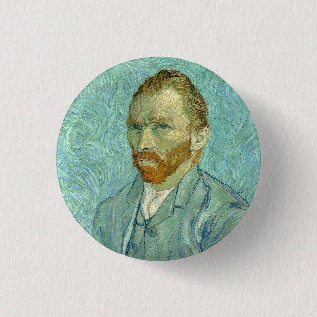 Vincent Van Gogh selbst Portrait Blue Background Button (Vorderseite)