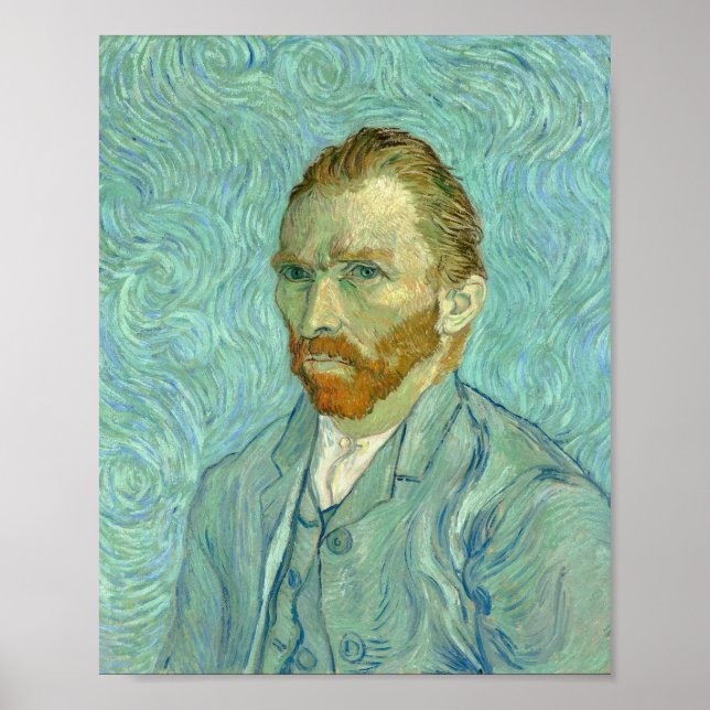 Vincent Van Gogh selbst Portrait Blue Background Poster (Vorne)