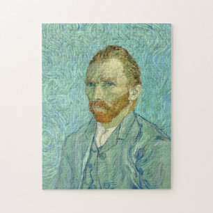 Vincent Van Gogh selbst Portrait Blue Background Puzzle