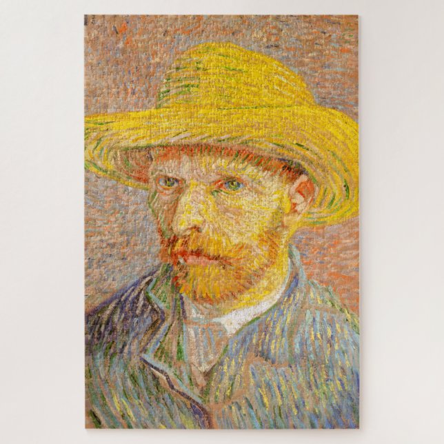 Vincent Van Gogh selbst Portrait mit Strohhut Art Puzzle (Vertikal)