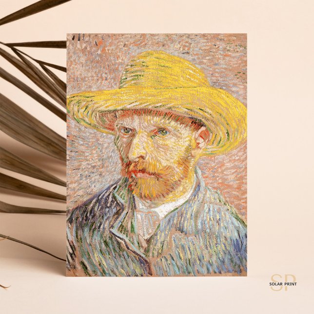 Vincent van Gogh selbst-Portrait Strohhut Pink Postkarte (Von Creator hochgeladen)