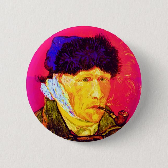 Vincent Van Gogh - Selbstportrait Bandage Pop Art Button (Vorderseite)