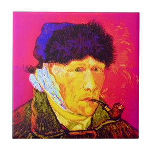Vincent Van Gogh - Selbstportrait Bandage Pop Art Fliese
