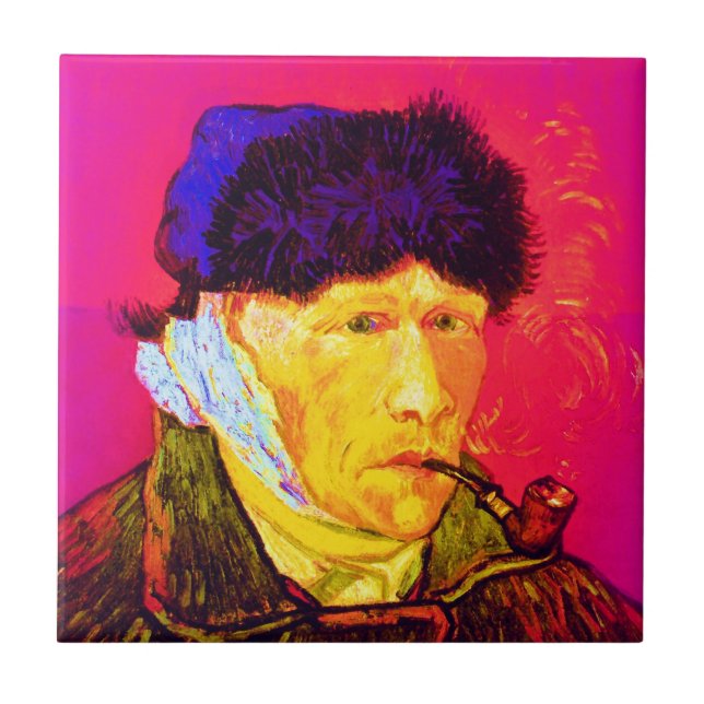 Vincent Van Gogh - Selbstportrait Bandage Pop Art Fliese (Vorderseite)