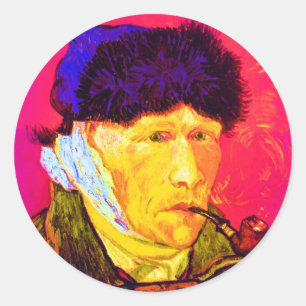 Vincent Van Gogh - Selbstportrait Bandage Pop Art Runder Aufkleber