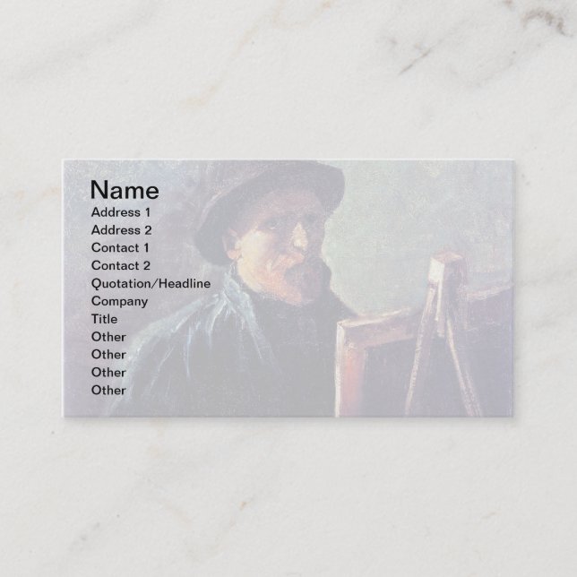 Vincent Van Gogh - Selbstportrait Dunkler Filzhut Visitenkarte (Vorderseite)