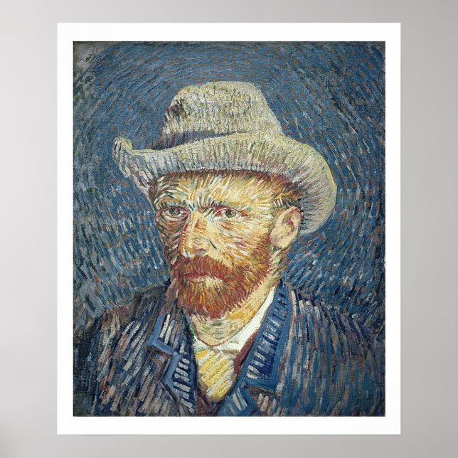 Vincent van Gogh | Selbstportrait mit Filzhut Poster (Vorne)