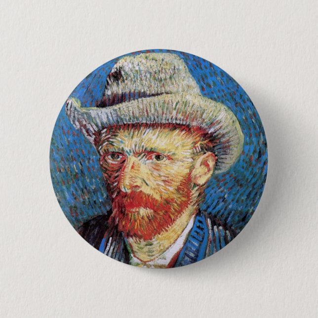 Vincent Van Gogh Selbstportrait mit grauem Filthut Button (Vorderseite)