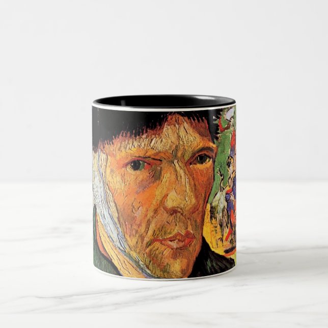 Vincent Van Gogh - Selbstportrait mit verbanntem O Zweifarbige Tasse (Mittel)