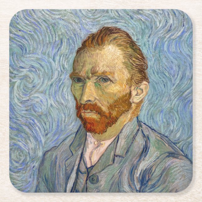 Vincent Van Gogh - Selbstportrait Rechteckiger Pappuntersetzer (Vorderseite)