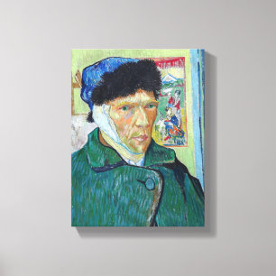 Vincent van Gogh - Selbstporträt mit bandagiertem Leinwanddruck