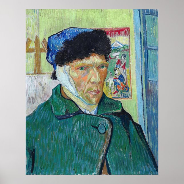 Vincent van Gogh - Selbstporträt mit bandagiertem  Poster (Vorne)