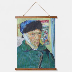 Vincent van Gogh - Selbstporträt mit bandagiertem Wandteppich Mit Holzrahmen