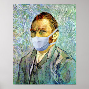 Vincent Van Gogh Selbstporträt mit Maske Spoof Poster