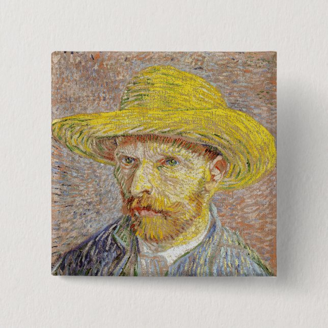 Vincent van Gogh - Selbstporträt mit Strohhut Button (Vorderseite)