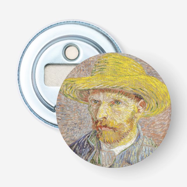 Vincent van Gogh - Selbstporträt mit Strohhut Flaschenöffner (Vorderseite)