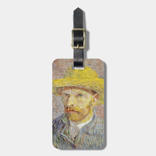 Vincent van Gogh - Selbstporträt mit Strohhut Gepäckanhänger (Vorderseite vertikal)