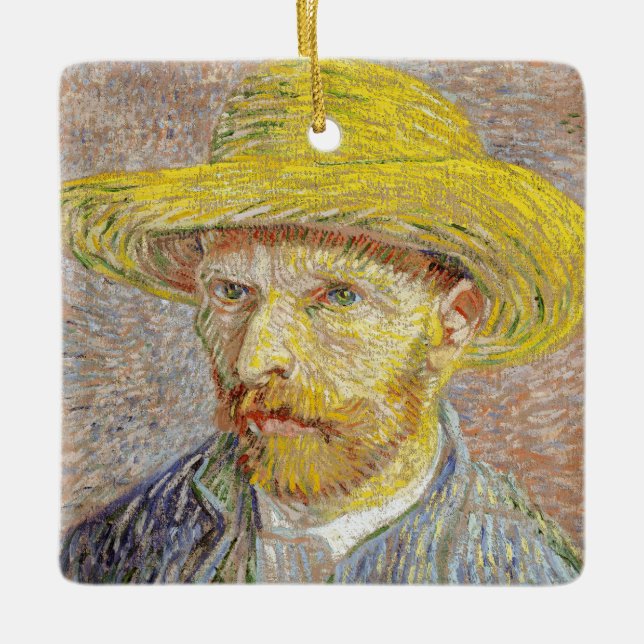 Vincent van Gogh - Selbstporträt mit Strohhut Keramikornament (Vorderseite)