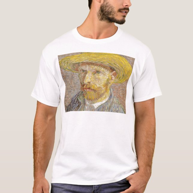 Vincent van Gogh-Selbstporträt mit Strohhut-Kunst T-Shirt (Vorderseite)
